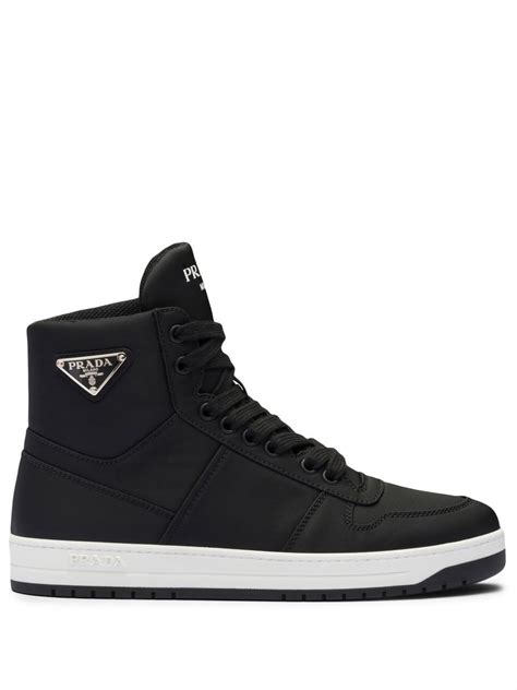 prada leather and re-nylon high-top sneakers|prada slip on sneakers sale.